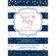 Navy Sweet 16 Gold Confetti Birthday Invitations Image 3 of 3